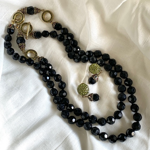 Heidi Daus Double Necklace and Earring Set Estate Jewelry Vintage Heidi Daus - Picture 1 of 10